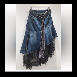NWT CORE IN FASHION JEAN SKIRT WITH LACE